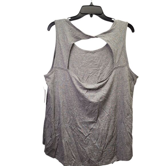 Core 10  Women Soft Cotton Open Back Tank Top Twisthole Back Gray Size 2X - Picture 2 of 10